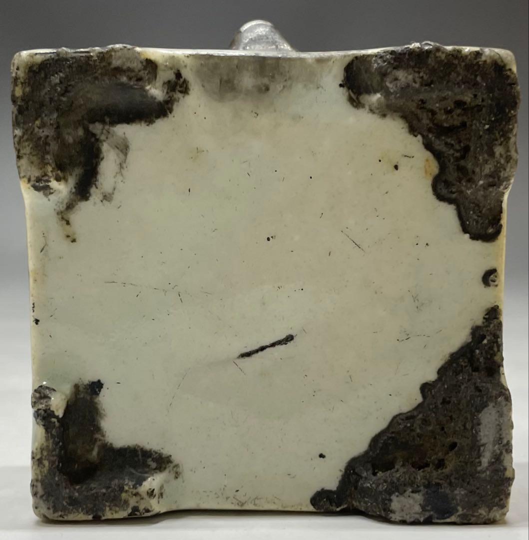 李朝　水滴　山水文角形　染付　書道具　p79