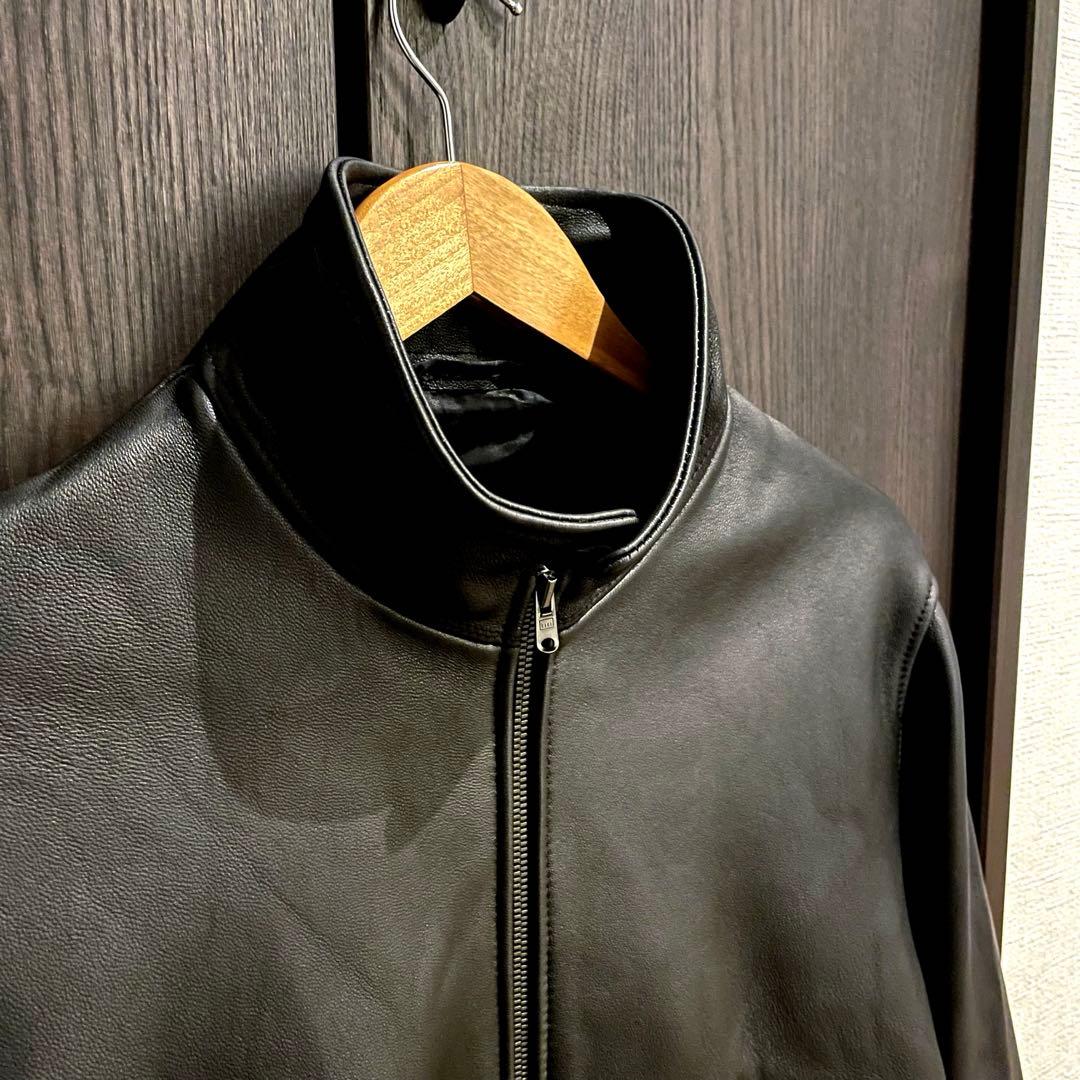 【UNITED ARROWS】 ラムレザー スタンドカラーダブルジップブルゾン