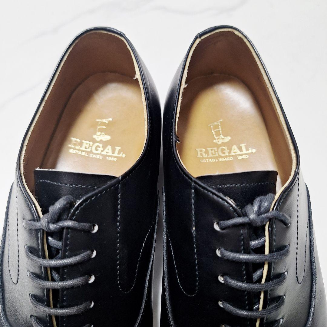 【良品】 REGAL パンチドキャップトゥ 内羽根 ビジネスシューズ 25 黒