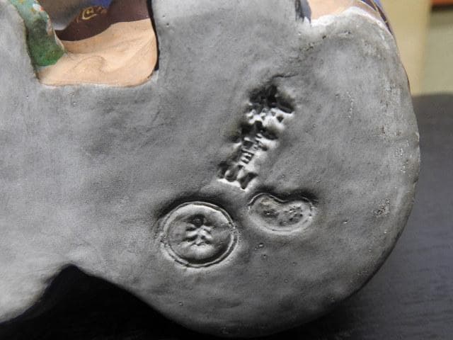 奥田木白　寿老唐子　共箱　MA466