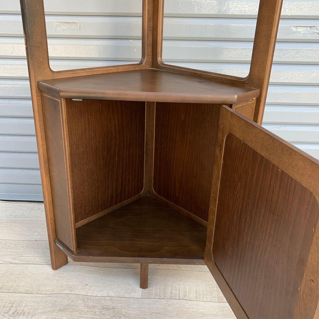 Karimoku カリモク コーナー 花台 電話台 サイドテーブル 三角 収納