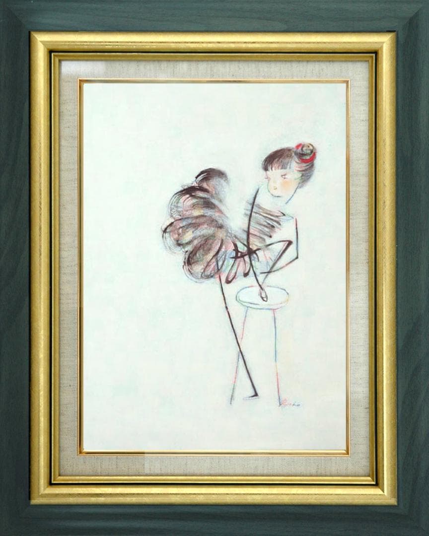 油絵 絵 絵画 インテリア 額付(銀) F4-040414 可愛い女の子 バレエ