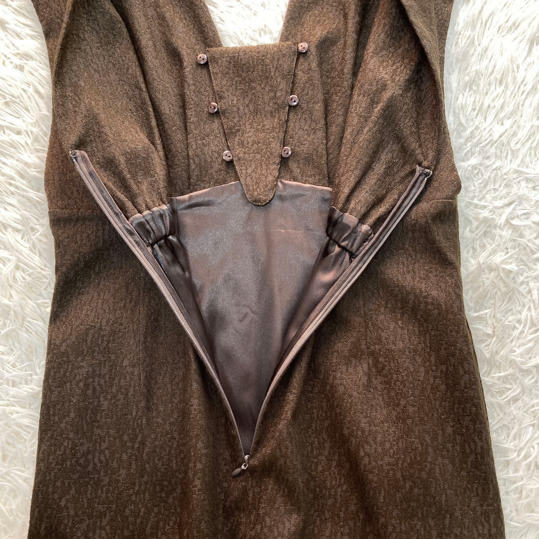 極美品✨kana ジャガード チュール セットドレス ブラウン ドレス S