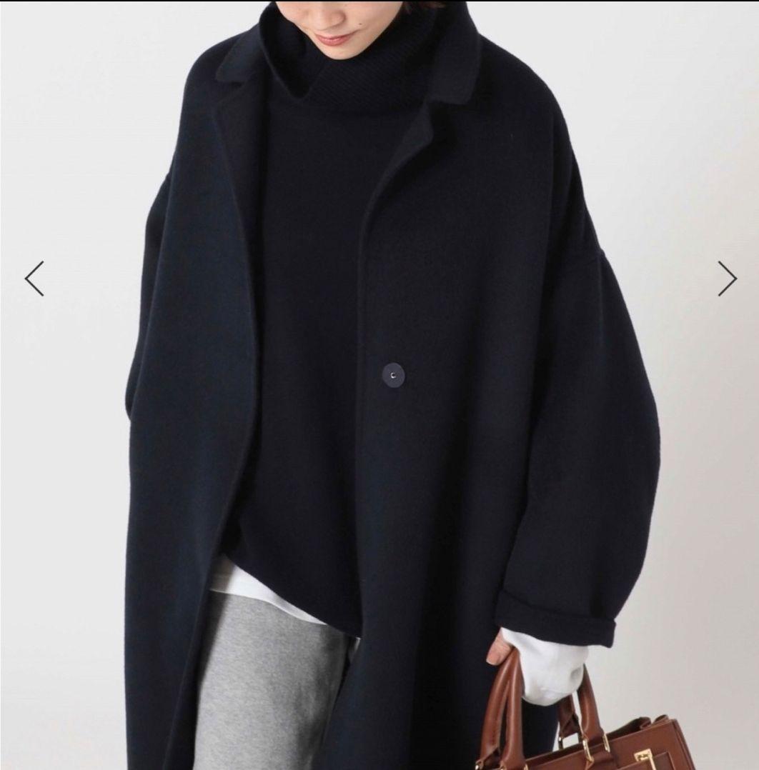 Deuxiemeclasse◇24AW◇ウールアンゴラ リバーコート◇ネイビー