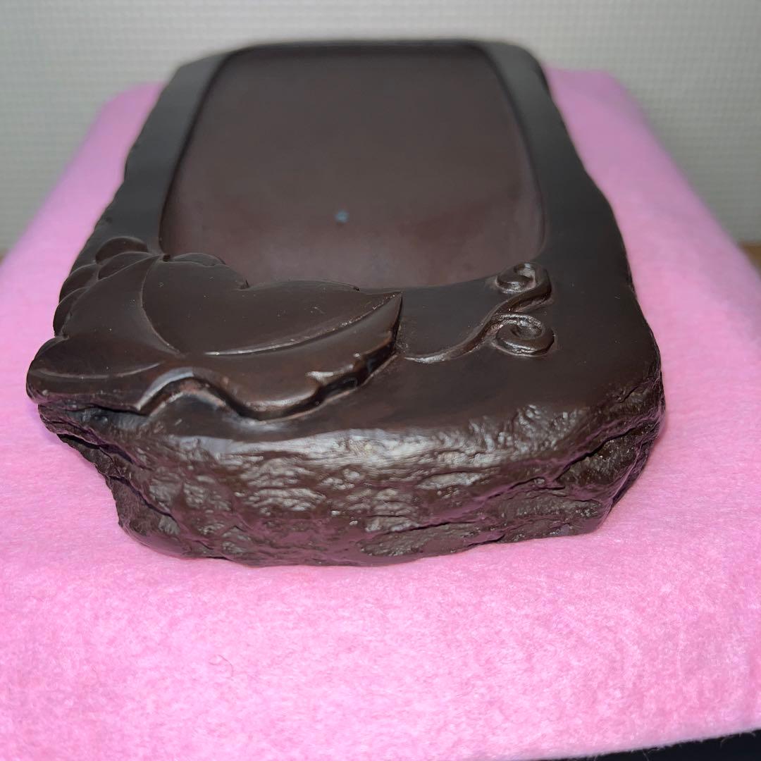 ⭕️赤間硯　阿野硯製作所　葡萄彫刻入り野面硯　かなり古い作品