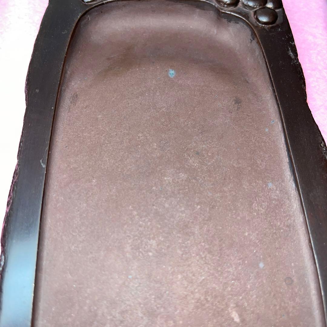 ⭕️赤間硯　阿野硯製作所　葡萄彫刻入り野面硯　かなり古い作品