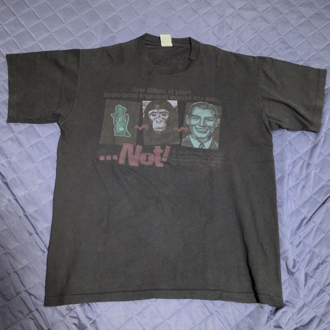 90s ビンテージTシャツ　XL 進化論