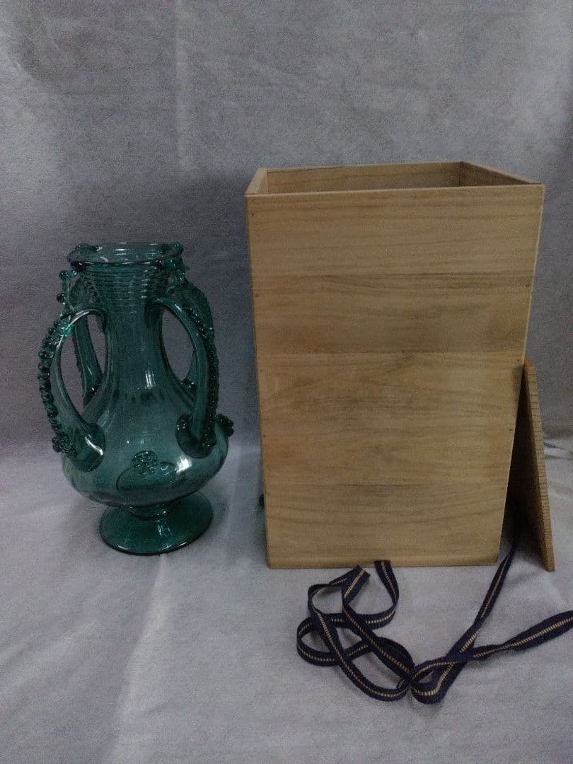 マヨルカガラス　花瓶　スペイン　　吹きガラス　美術民藝　工芸品　アンティーク