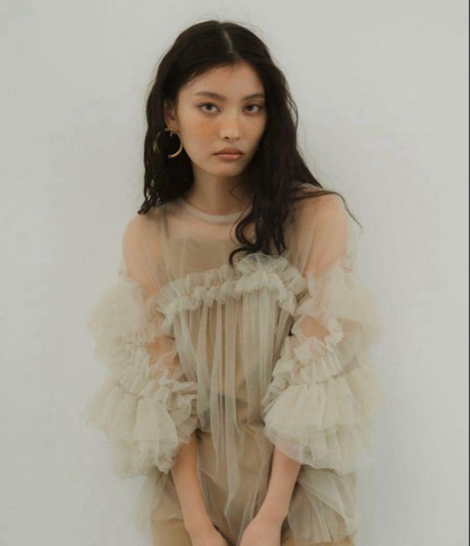 andresd decorative tulle tops ベージュ