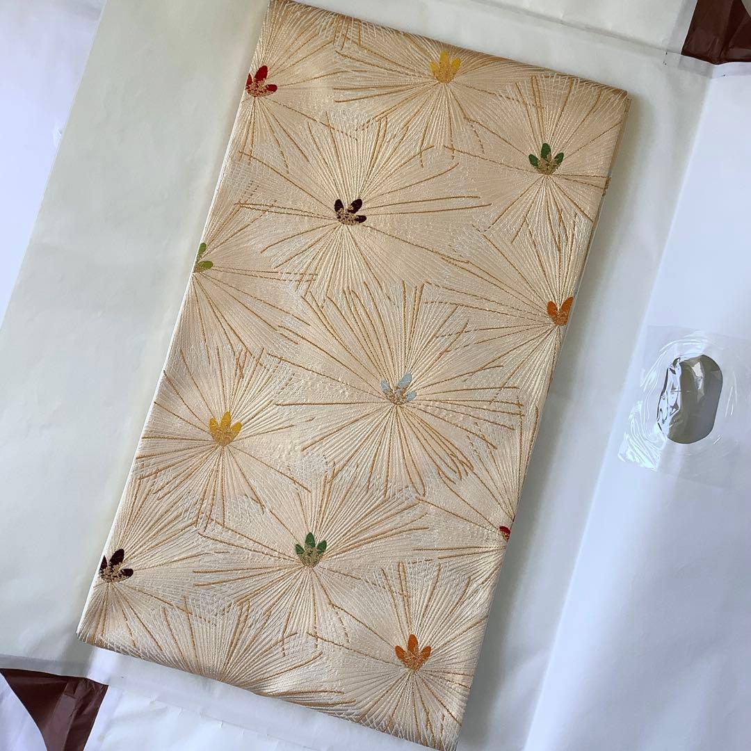 河合美術織物★松尽くし 松文様 六通 袋帯★振袖 成人式 初釜 卒業式★ゴールド