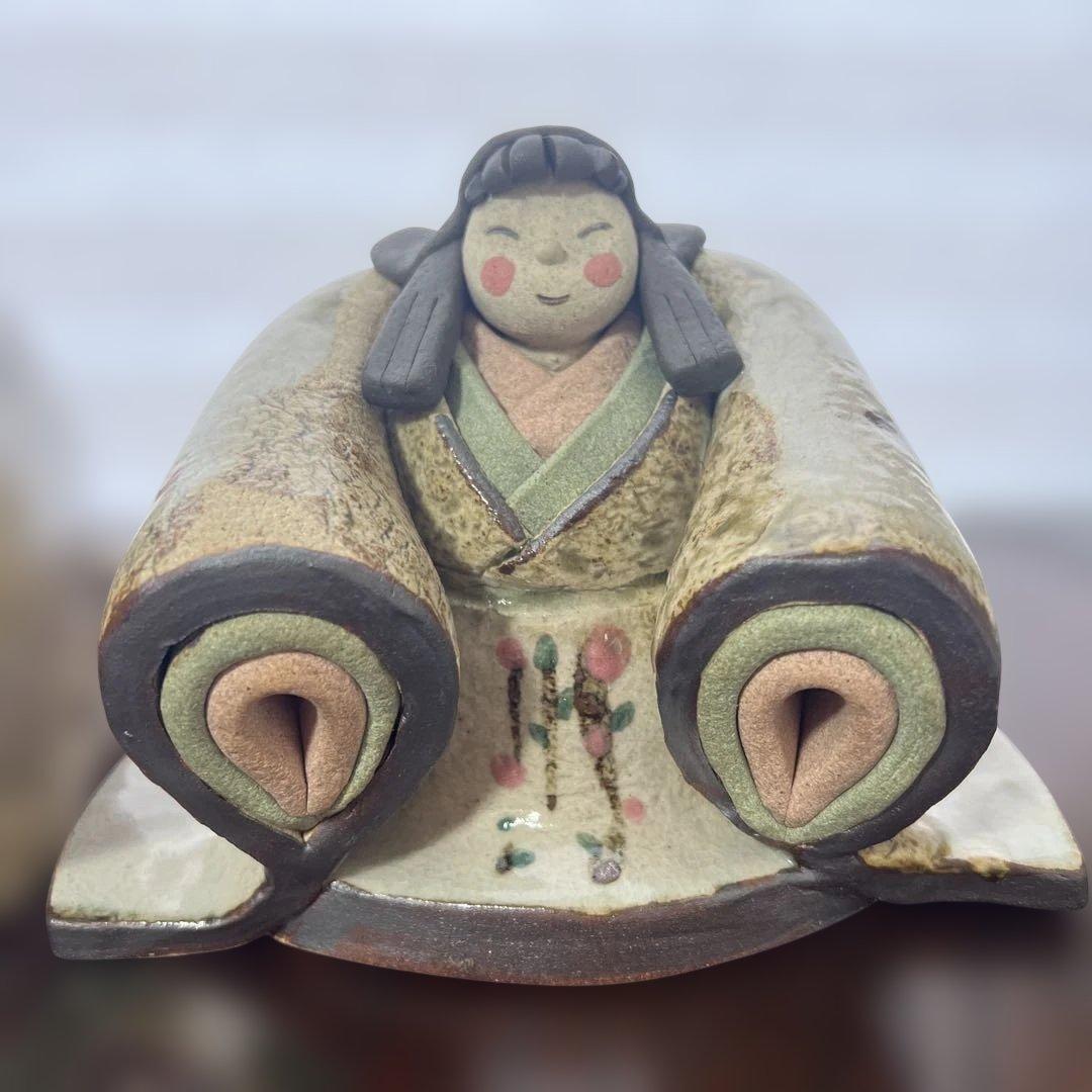 益子焼　お雛様飾り　ヴィンテージ