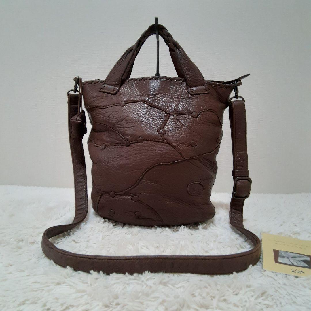 IBIZA イビサ　ペッカリー　2way ブラウン　バッグ　レザー