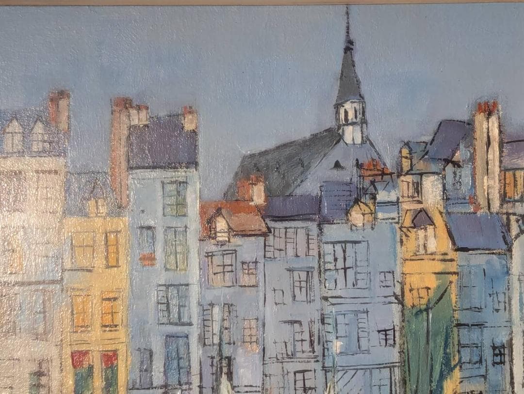 【真作】絵画　笹谷幸吉　油彩10号　オンフルール　異国情緒あふれる港町　W28