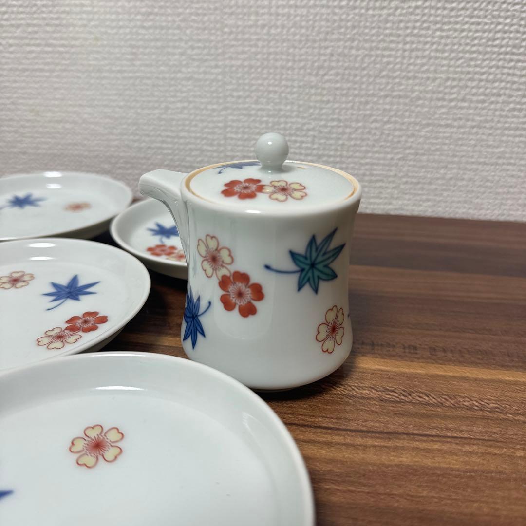 今泉今右衛門 醤油差し1個 錦絵変り小皿6枚セット