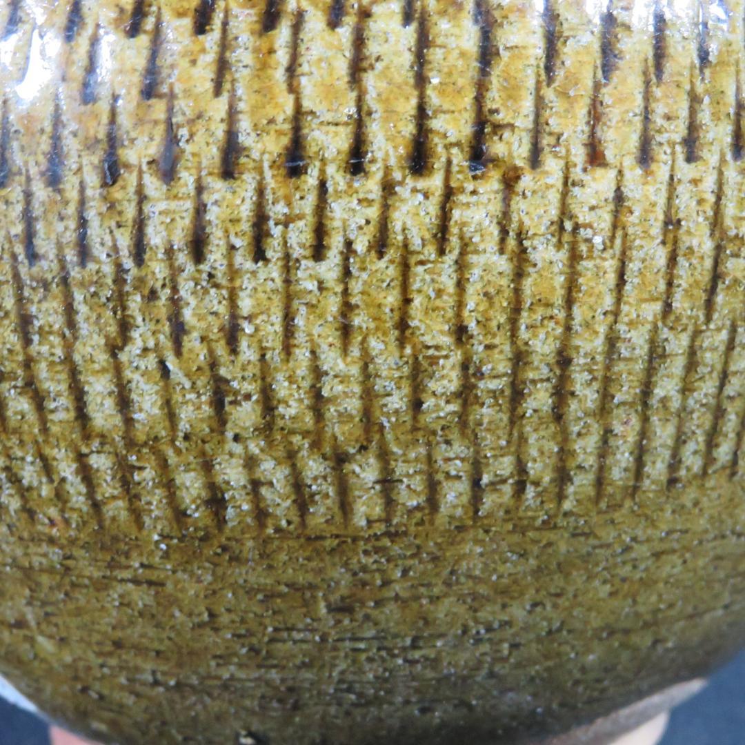 古相馬 上野目 飴釉 飛鉋 壺 徳利 花器 民藝 時代物 美品 B