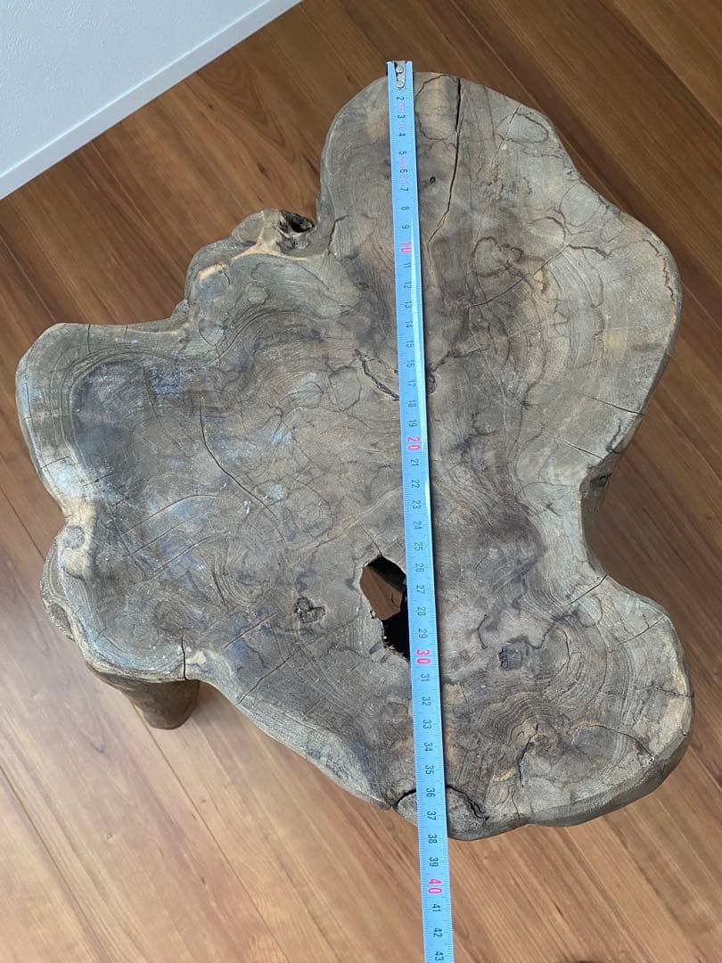 チーク無垢材　天然木　ウッドスツール　職人さん手作り　オルネドフォイユ