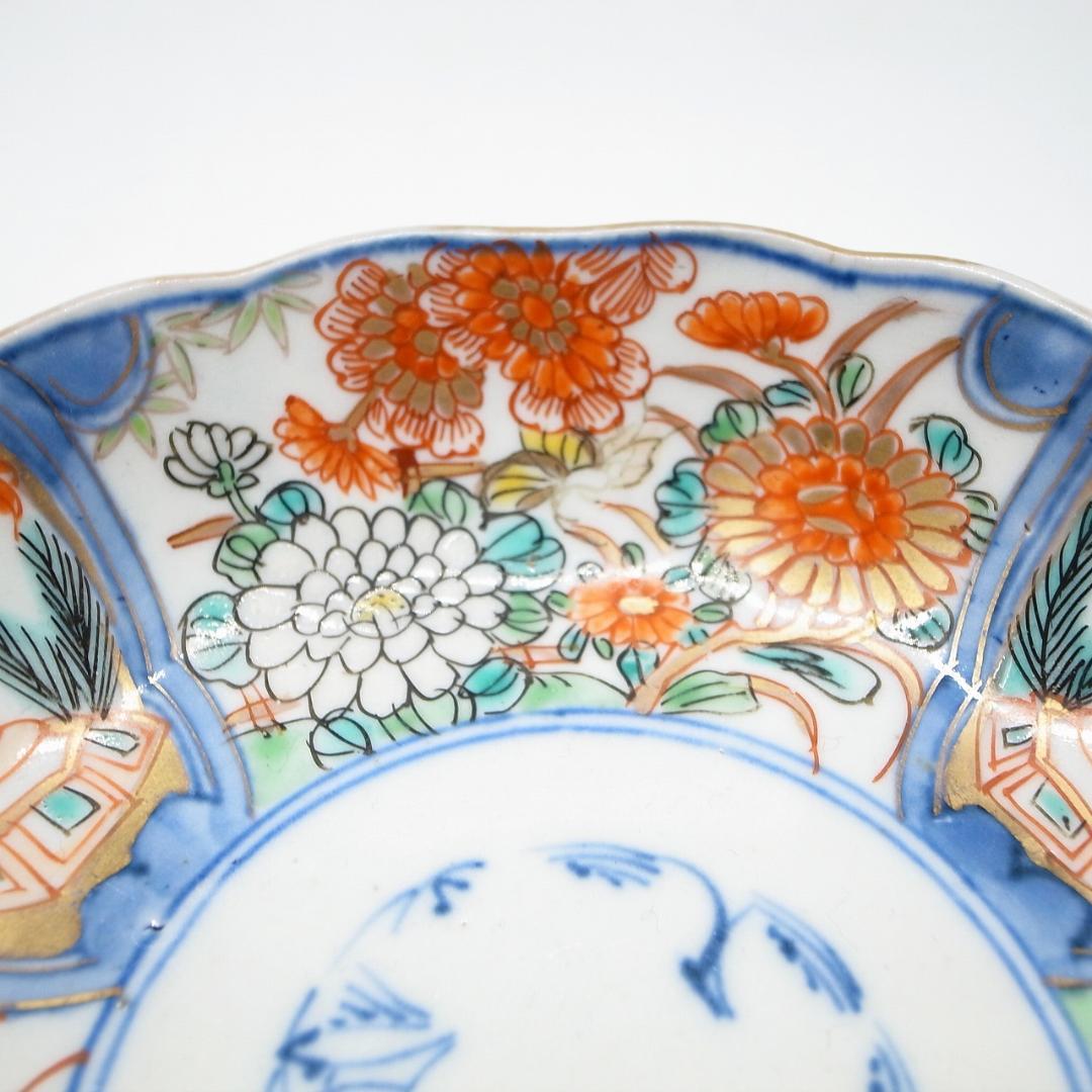 古伊万里　錦手　花尽くし文様　なます皿　2枚