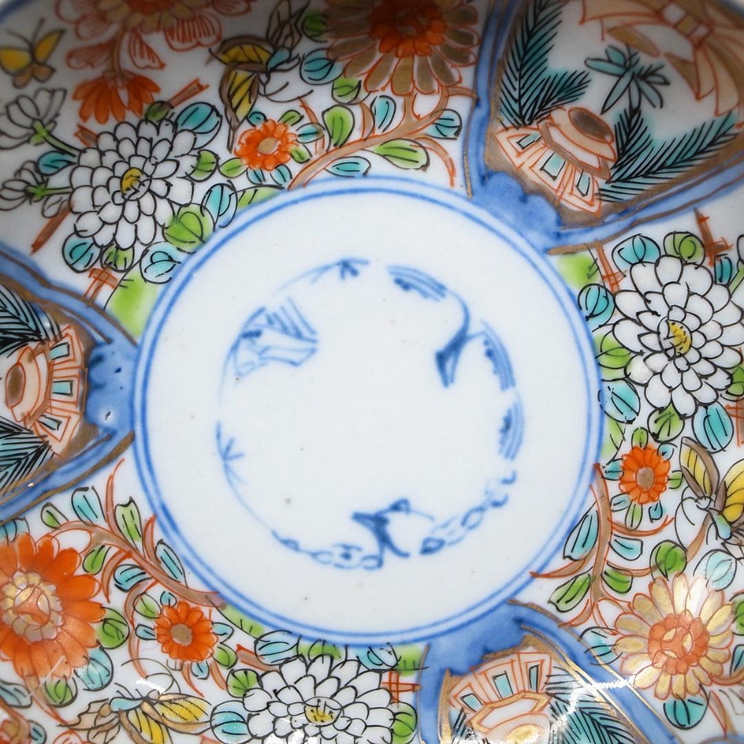 古伊万里　錦手　花尽くし文様　なます皿　2枚