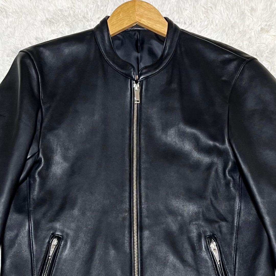 【美品】レザージャケット シングルライダース ノーカラー 3 STUDIOUS