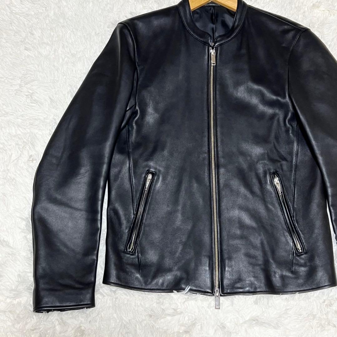 【美品】レザージャケット シングルライダース ノーカラー 3 STUDIOUS