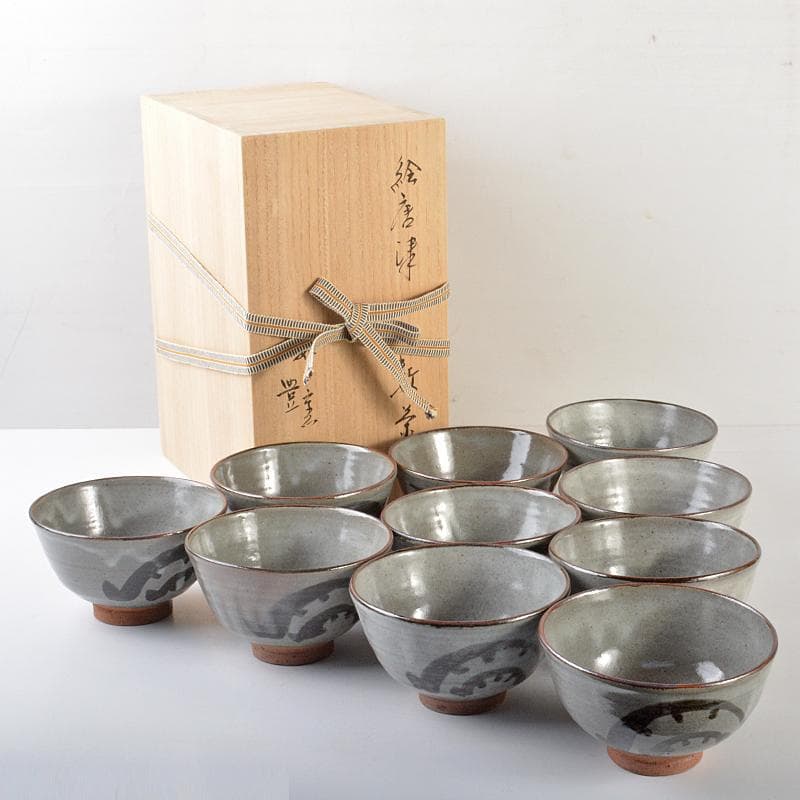 茶道具　菰山窯　宮田豊造　絵唐津　数茶碗　十客　共箱　M　R6406B