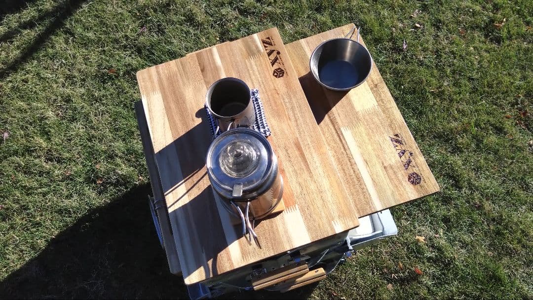 スノーピーク　シェルフコンテナ25用　スライド天板＆サイドテーブル＆サイドバー①