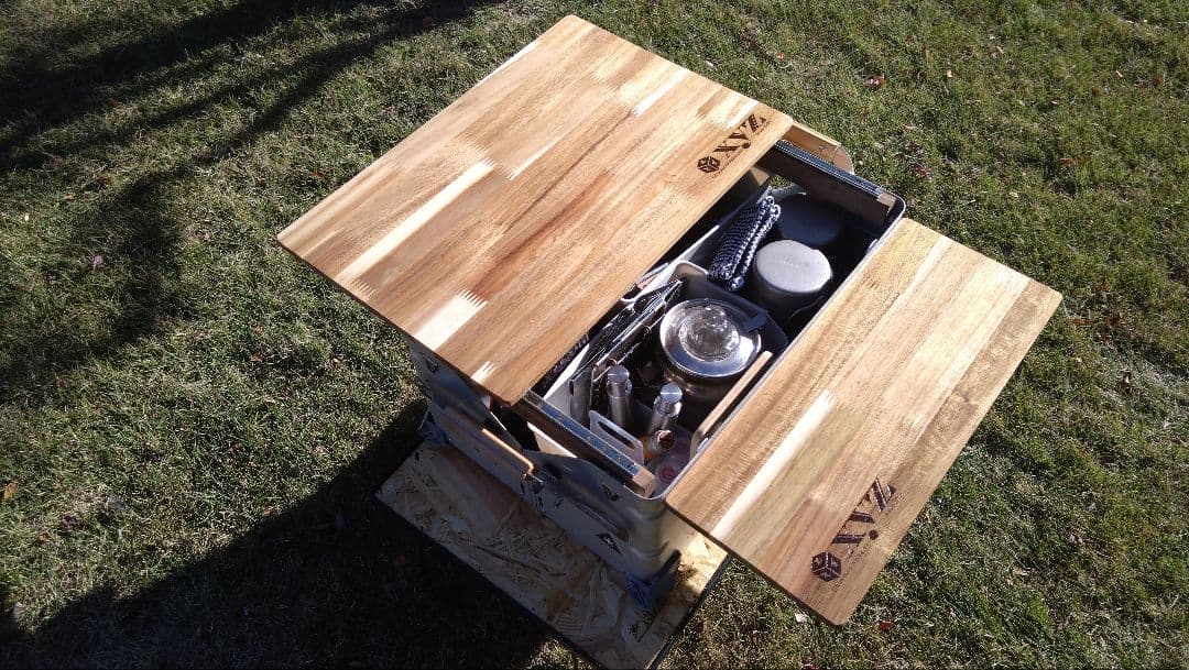 スノーピーク　シェルフコンテナ25用　スライド天板＆サイドテーブル＆サイドバー①