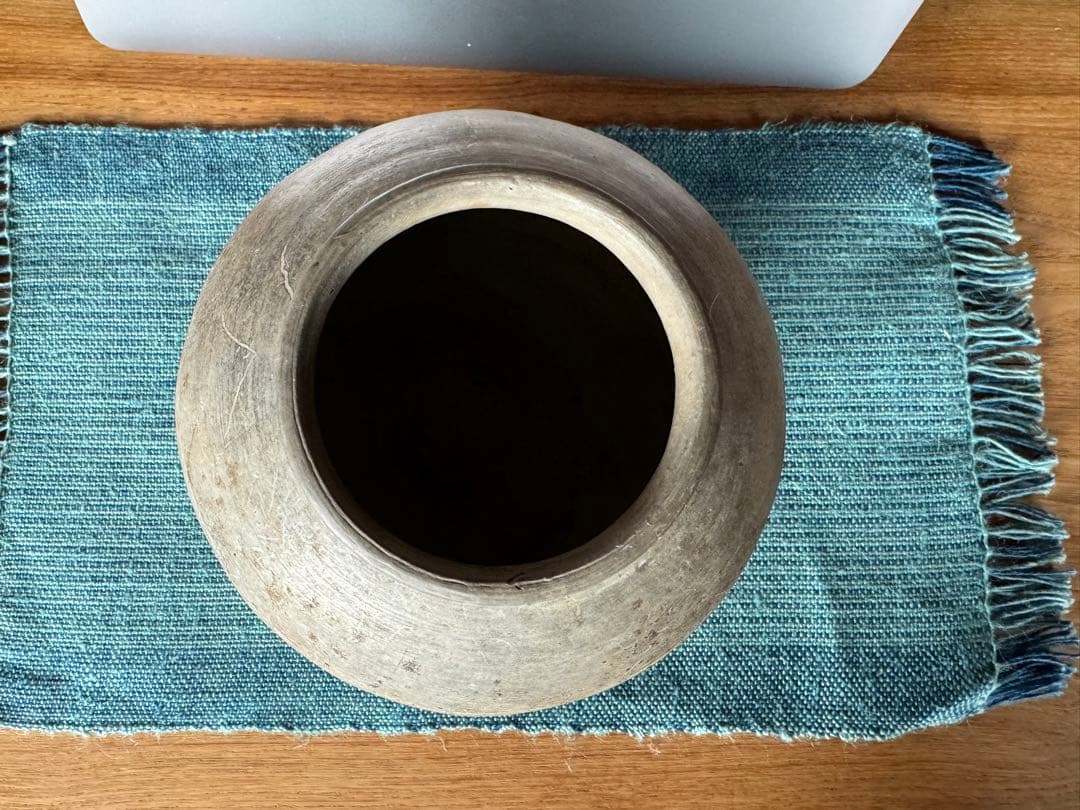 西漢時代 土器 花瓶 14cm x 14cm