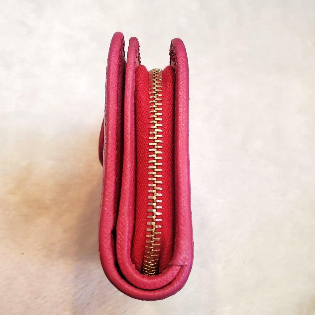 美品 PRADA プラダ サフィアーノ 二つ折り財布 ピンク系