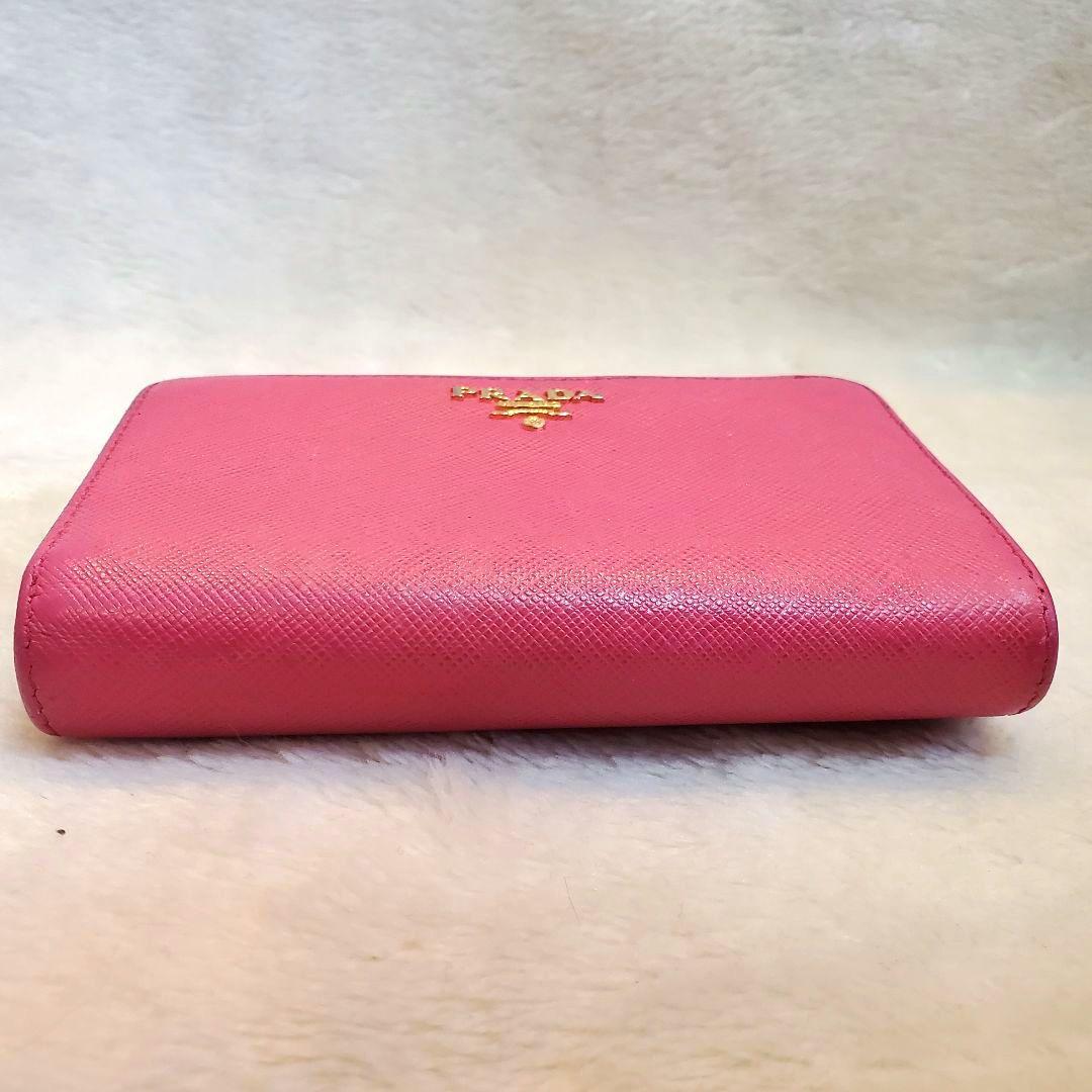 美品 PRADA プラダ サフィアーノ 二つ折り財布 ピンク系
