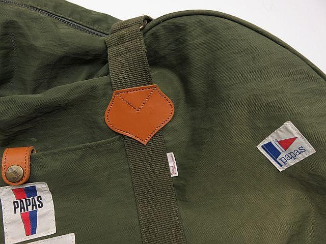 【値下げ】パパス　ナイロンボストンバッグ　ワッペン付き　旅行　鞄　グリーン