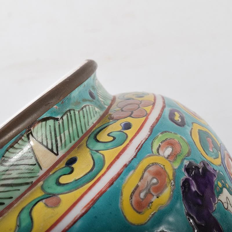 momo　中国　粉彩　人物魚藻文壺　花瓶　Ｍ　7499