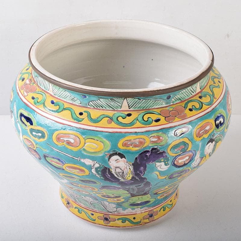 momo　中国　粉彩　人物魚藻文壺　花瓶　Ｍ　7499