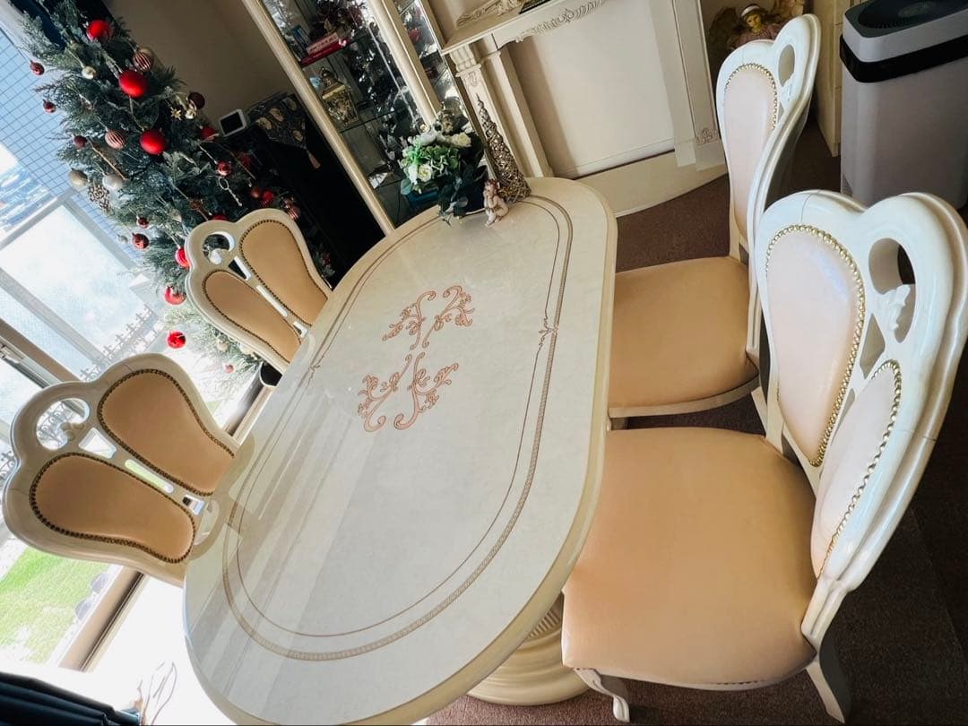 サルタレッリフローレンス ダイニングテーブルアイボリー イタリア 145cm