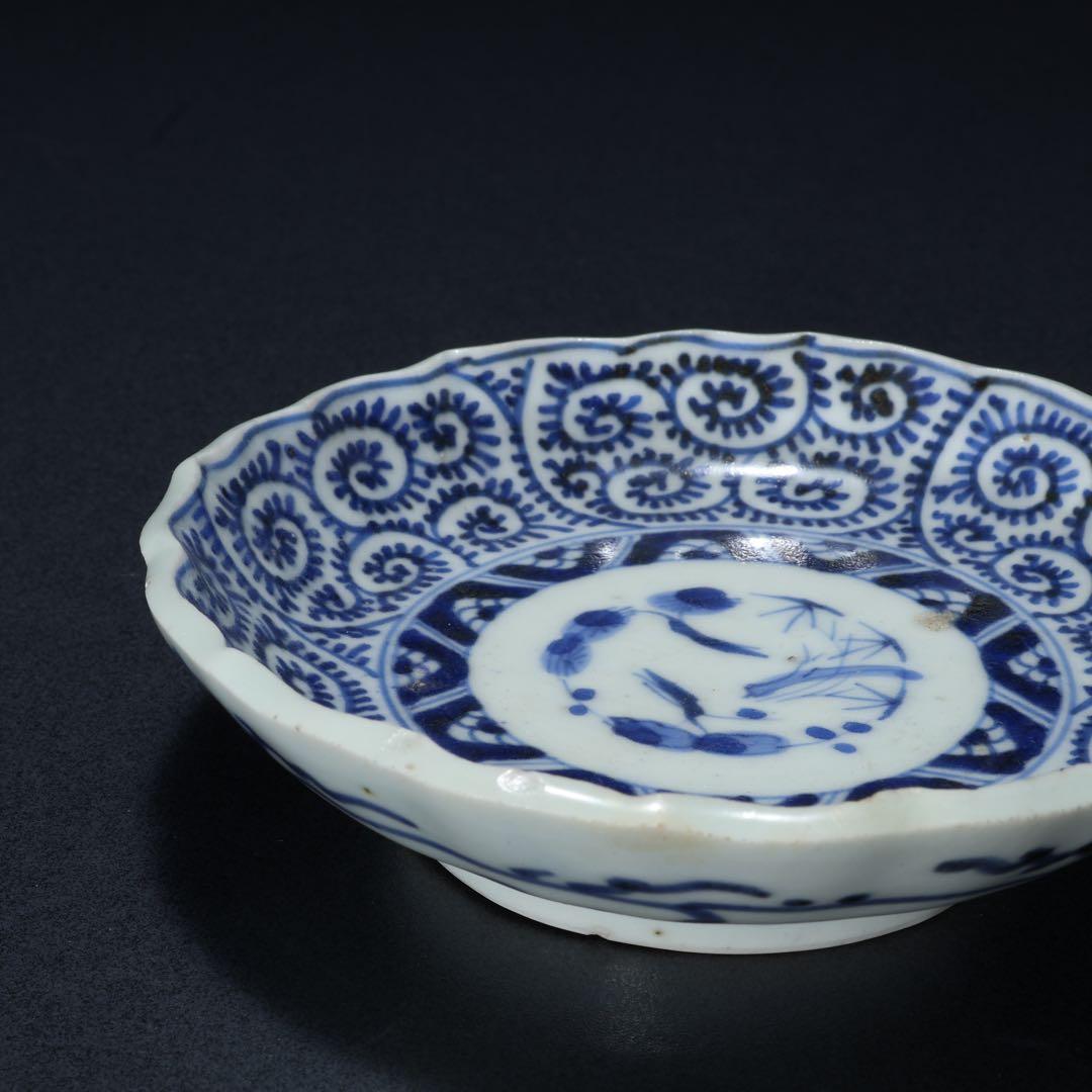 伊万里染付蛸唐草小皿∅11㎝ 2枚組　骨董　古伊万里　R1639B2