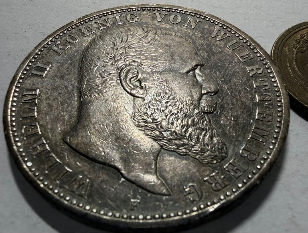 招*@様 1913年 ドイツ 5マルク 銀貨 ウィルヘルム 2世ヴュルテンベルク