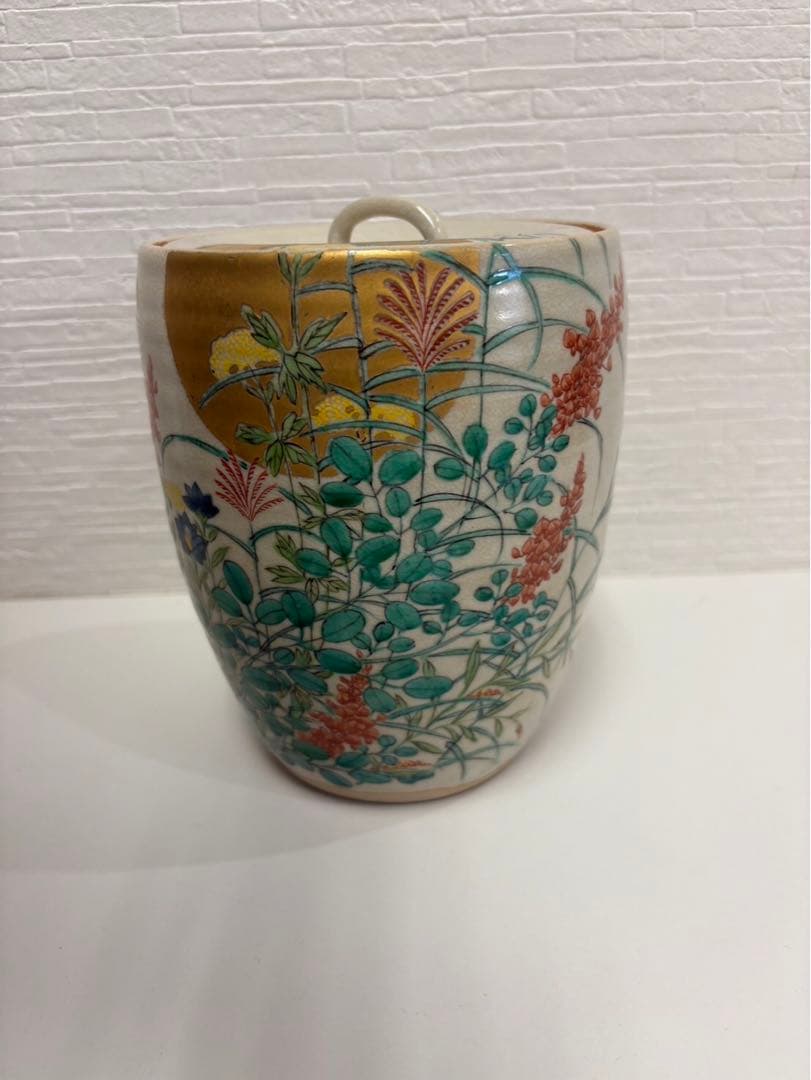 色絵秋草　水指　赤光作