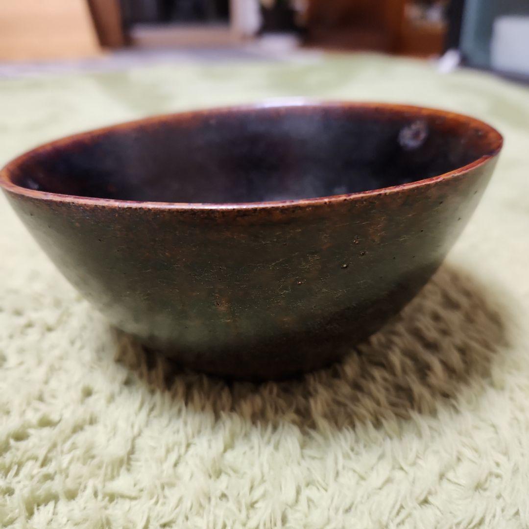 クメ-ル黒褐秞陶器茶碗