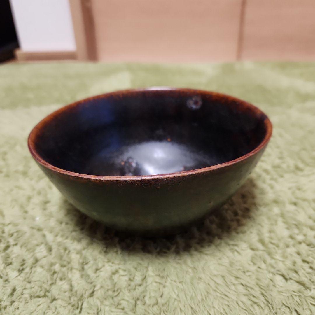 クメ-ル黒褐秞陶器茶碗