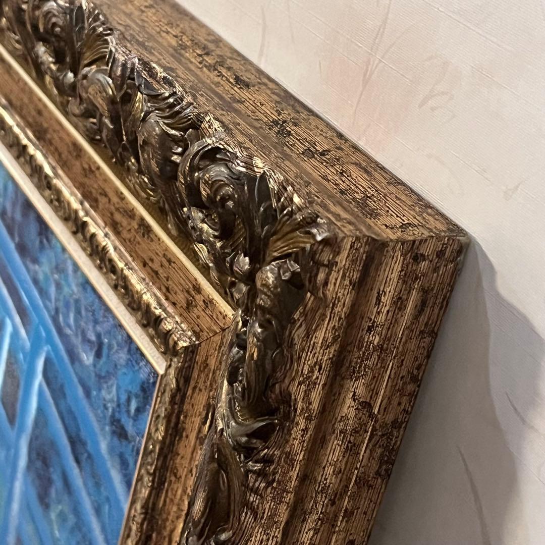 【手描きアクリル画】モネ 睡蓮の池 日本の橋　大型インテリア絵画 額装