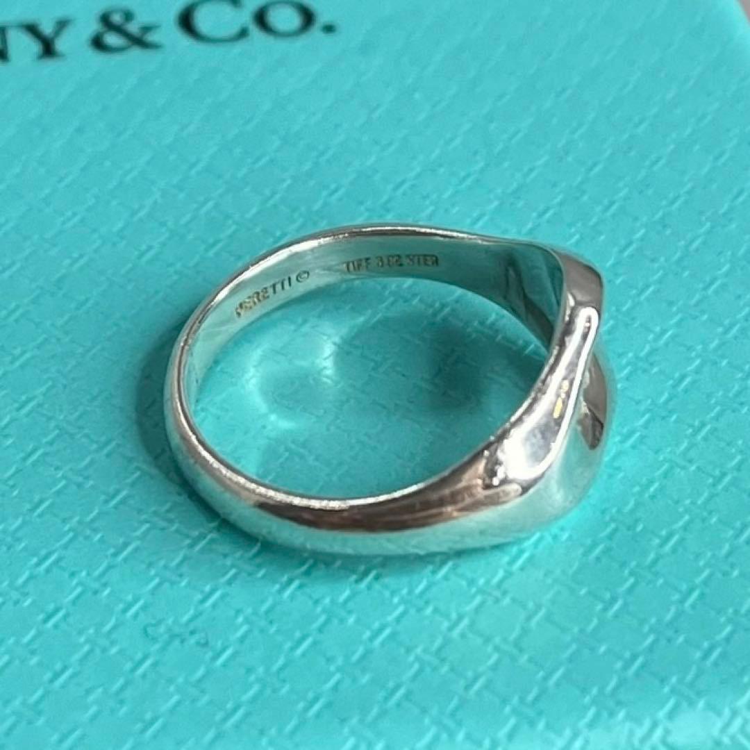 美品 Tiffany オープンハート リング シルバー925 10号 ビンテージ