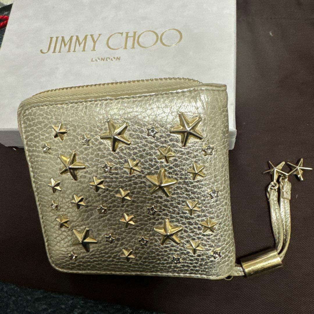 jimmy choo 財布　スタッズ　ゴールド