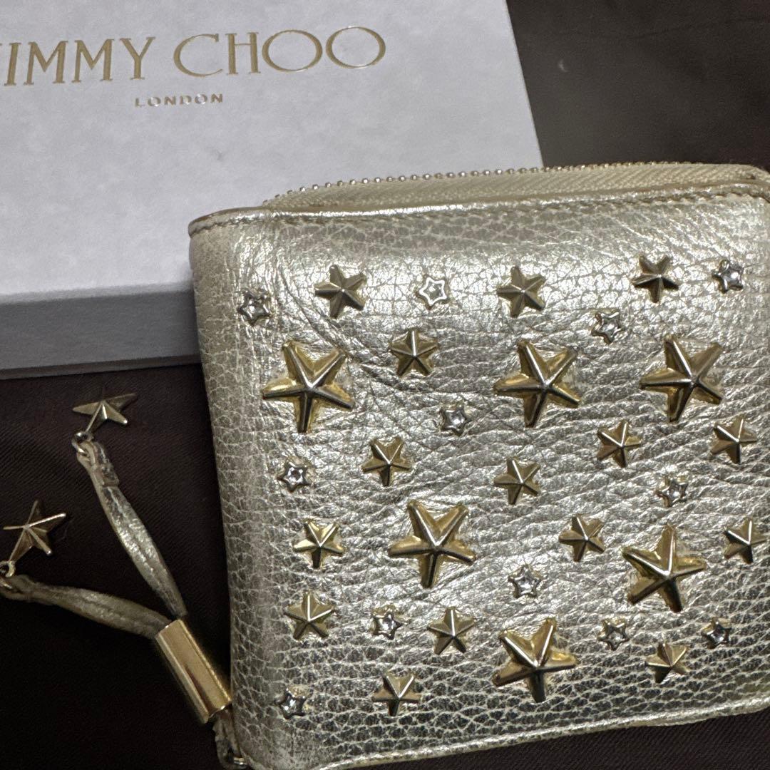 jimmy choo 財布　スタッズ　ゴールド