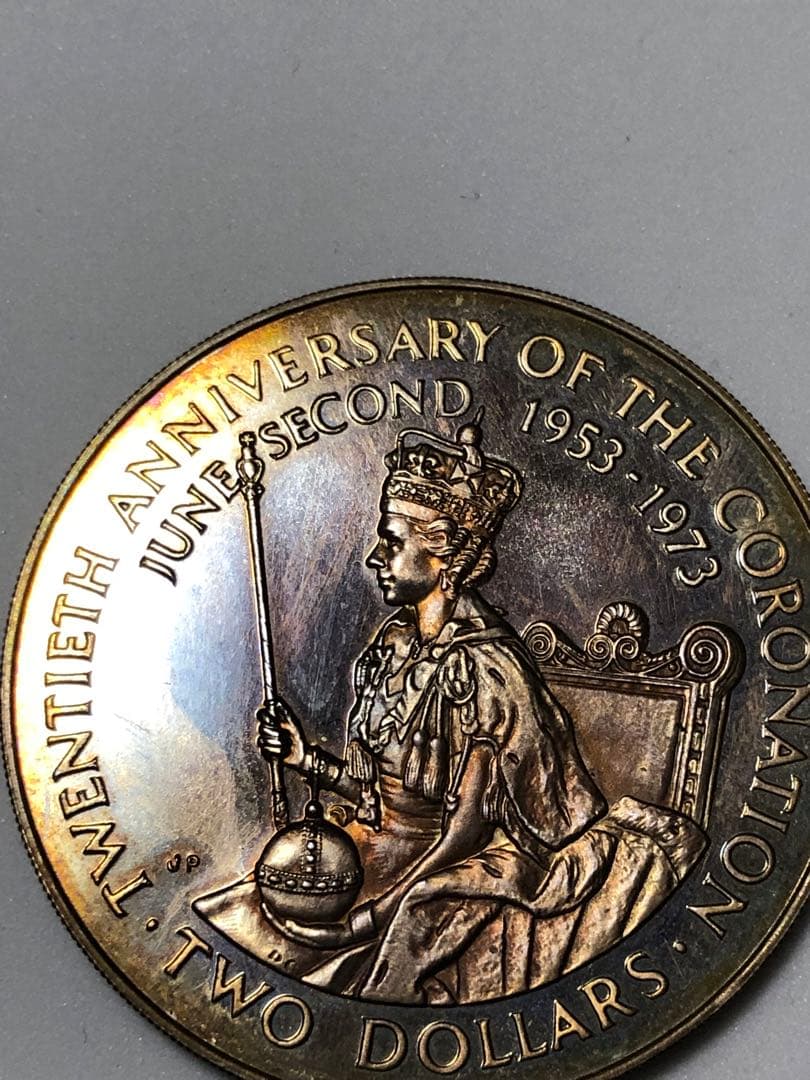 1973年 クック諸島 2ドル銀貨 エリザベス2世 即位25周年記念 美麗トーン