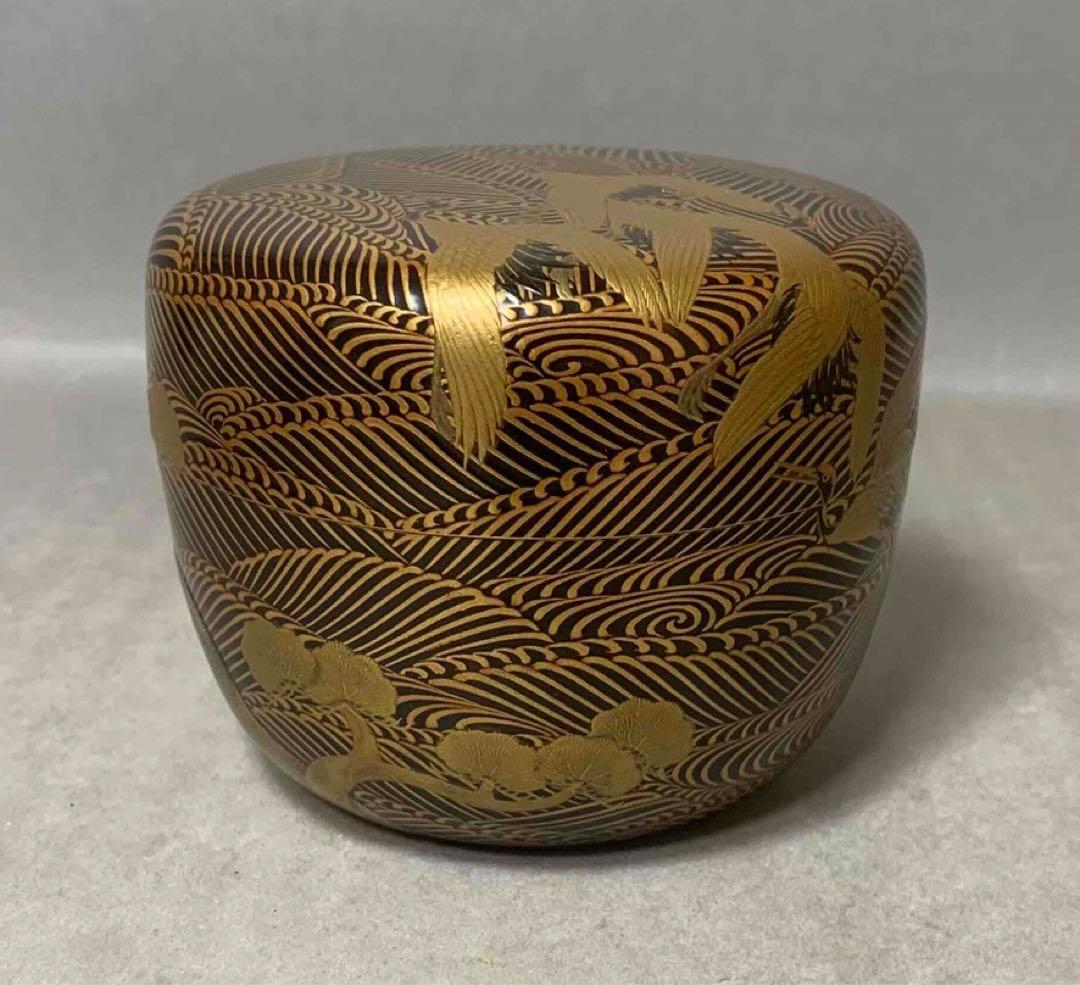 茶道具　海島鶴蒔絵大棗　裏千家　淡々斎　お書付