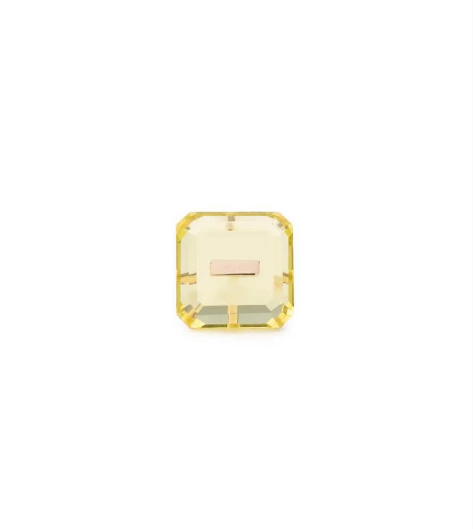 美品hirotaka ヒロタカ　スクエア ストーン ピアス / レモンクオーツ