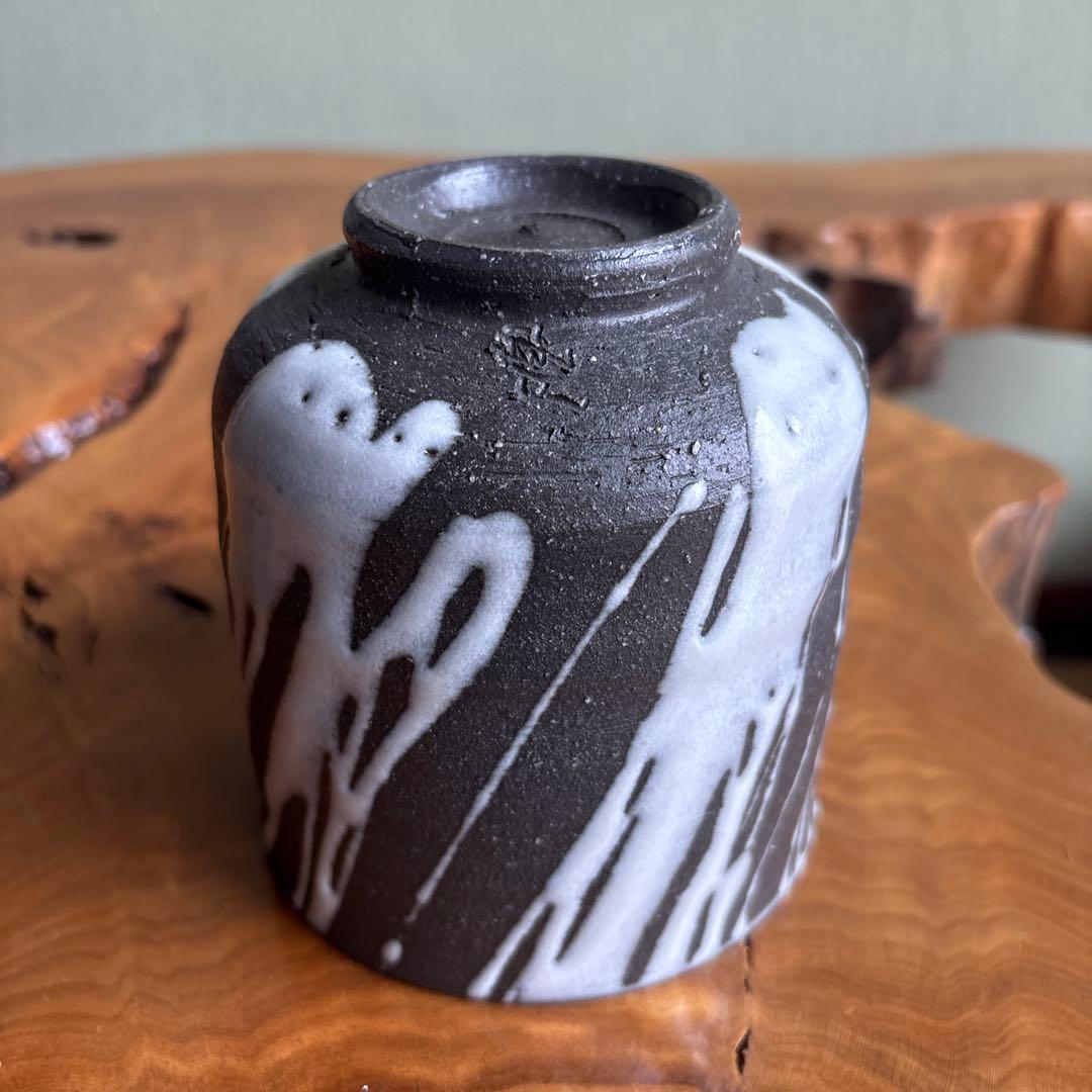 酔月窯 清水潮造 萬古焼 筒茶碗 抹茶碗 茶道具 共箱 (15)