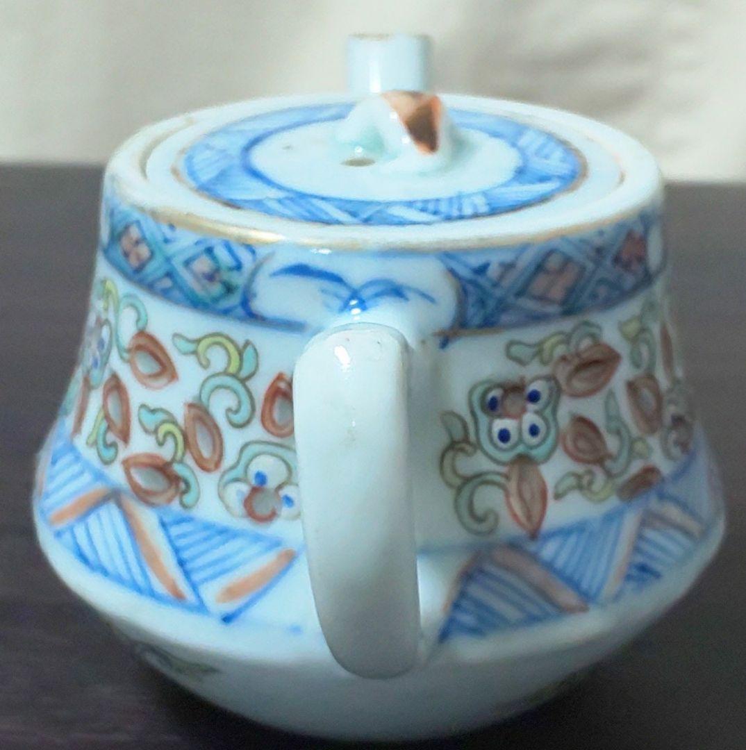 唐物 大清乾隆年製 光緒年製 銘有 款 青花 透蛍手 着彩 中華美玉 急須