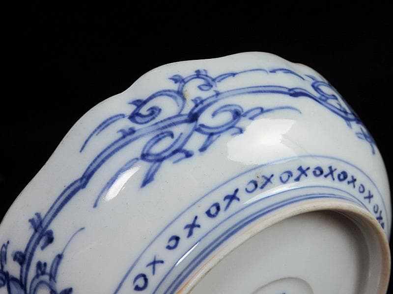 古伊万里　色絵　桃に花の図　膾皿　５客　N1556AS-CAw