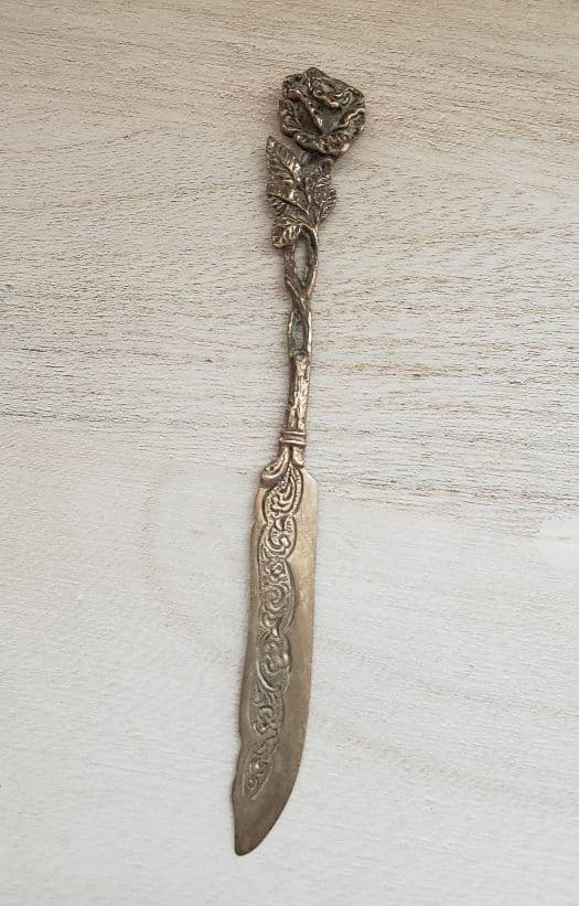 アンティーク バター ナイフ 薔薇 銀